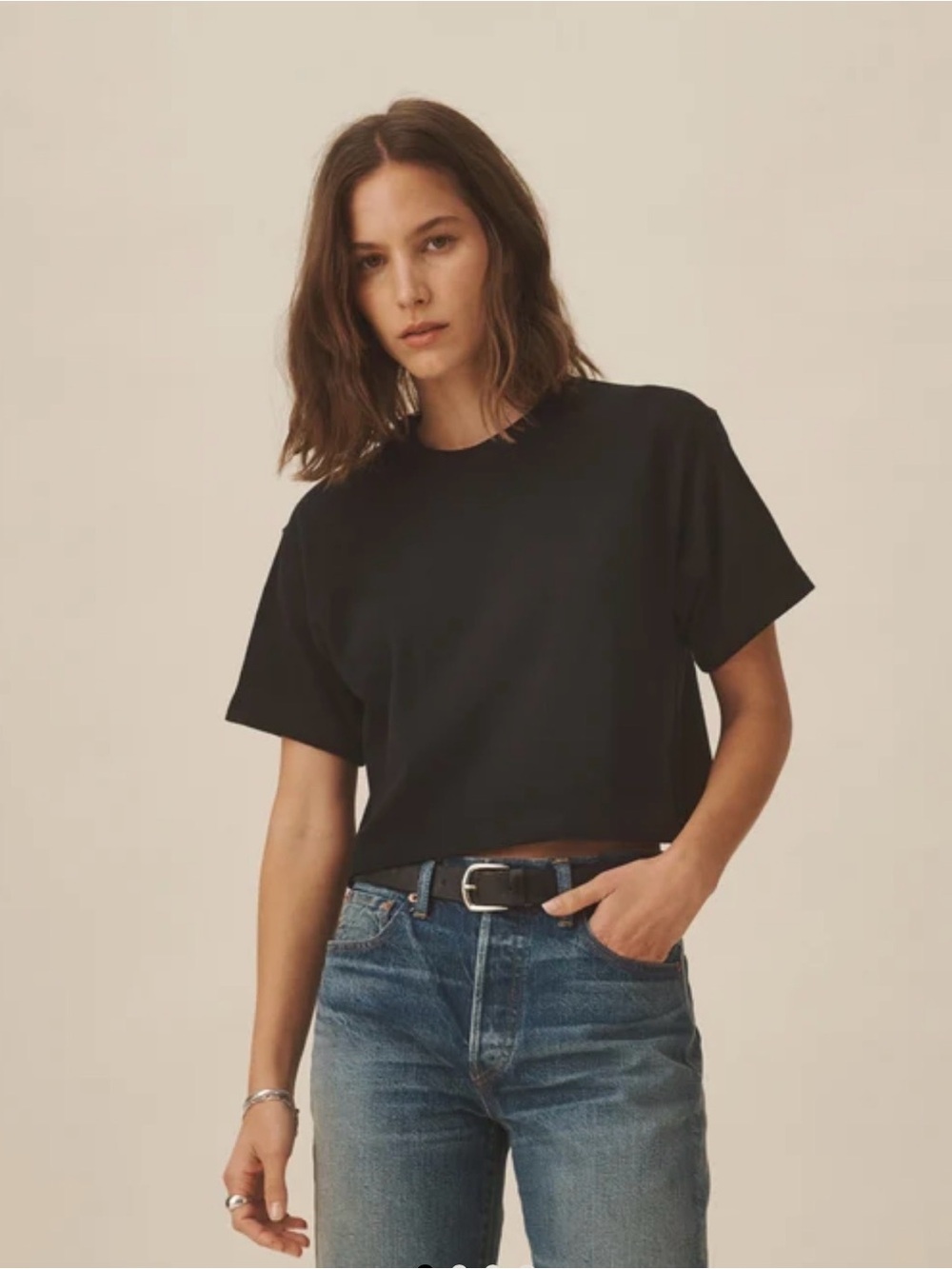 BUCK MASON | black crop tee